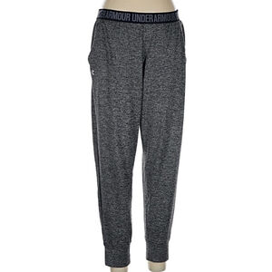 Under Armour Women's Jogger Loose Ankle Pants Medium Black Gray Heat Gear Logo